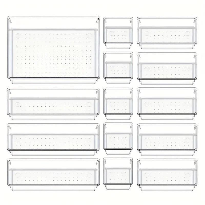 4544188514329410-Piece Versatile Drawer Organizer Set - Clear Plastic Trays