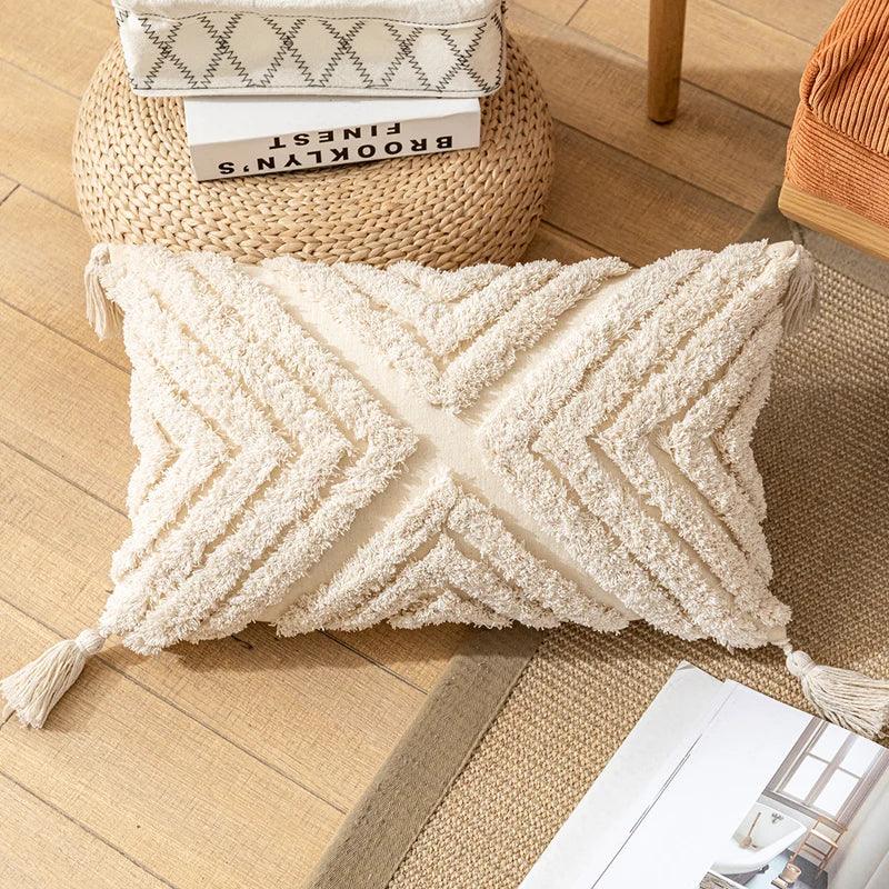 Boho Pillow Cover with Tassels 