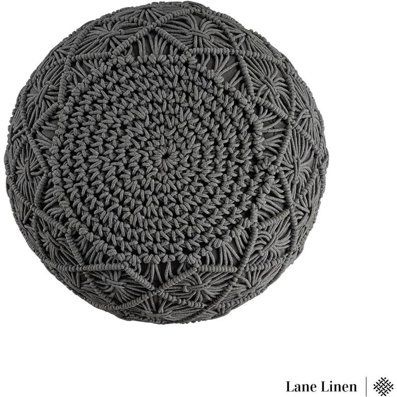 Hand Knitted Macrame Round Pouf