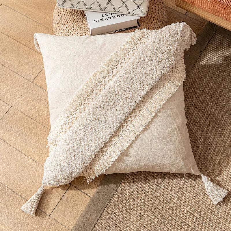 Boho Pillow Cover with Tassels 