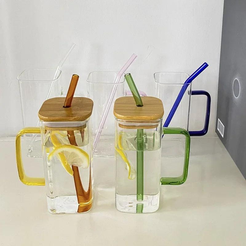 Square Mug With Lids & Straw