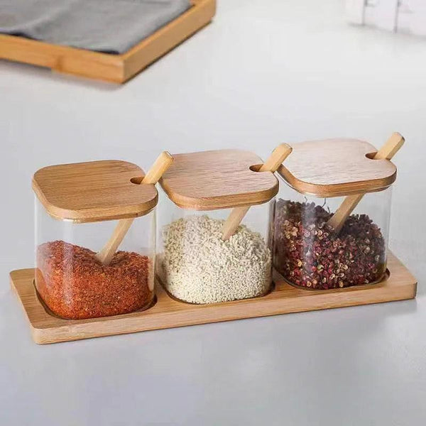 3 seasoning glass jars