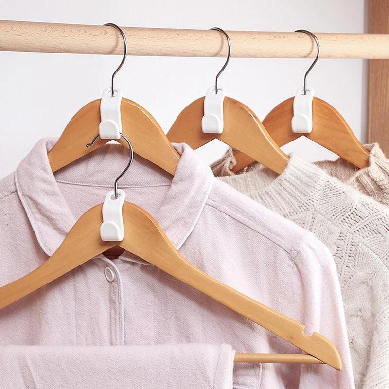 Space-Saving Clothes Hanger Connector Hooks