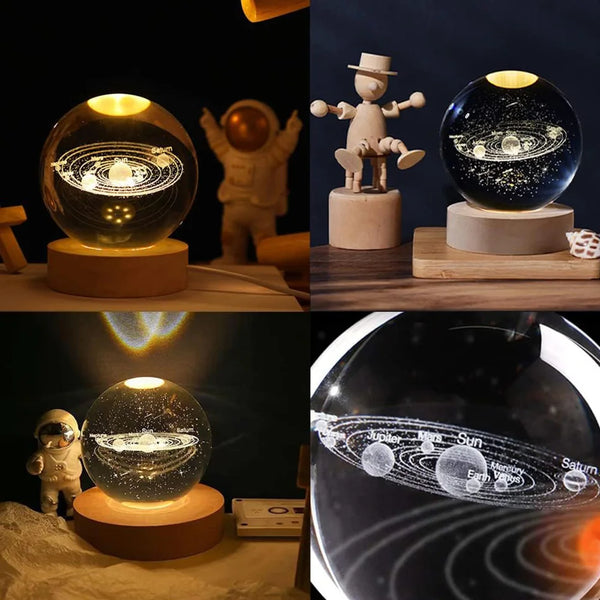 Galaxy Crystal Ball 3D Planet Moon Lamp