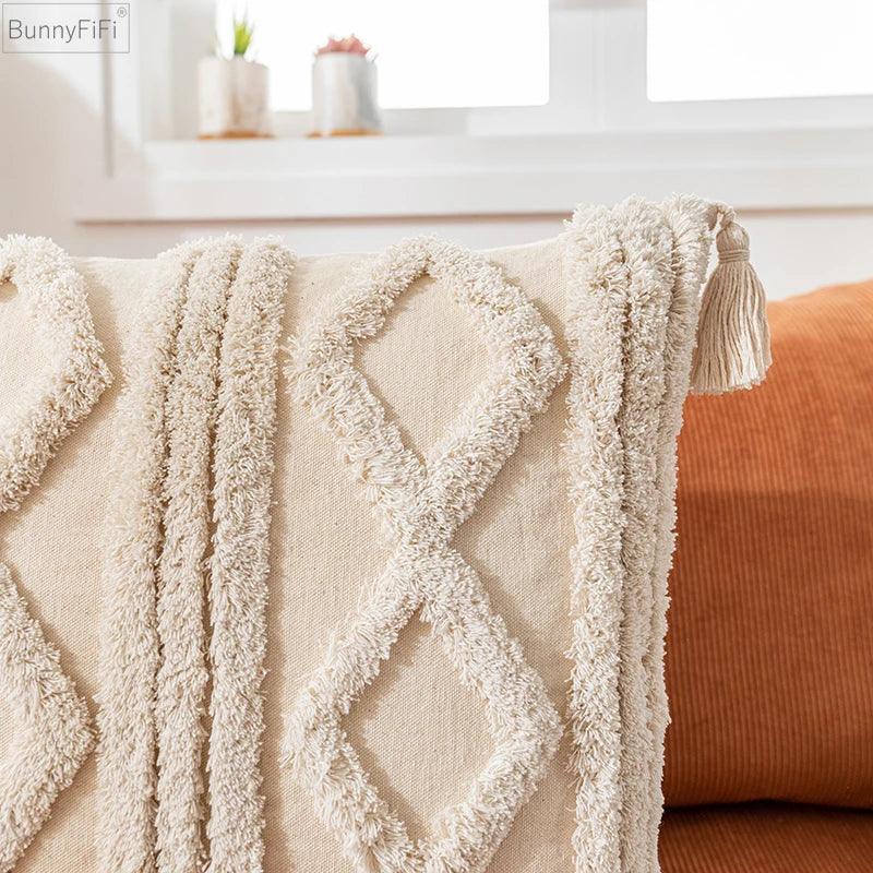 Boho Pillow Cover with Tassels 