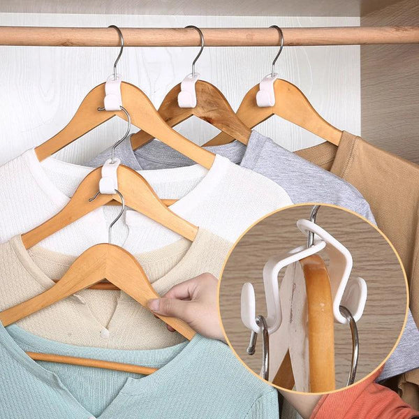 Space-Saving Clothes Hanger Connector Hooks