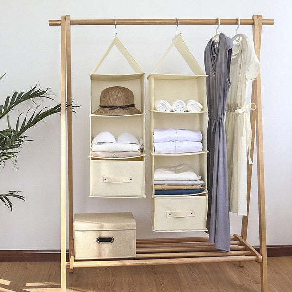 Beige Hanging Closet Organizer