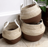 Two Colors  Woven Storage Basket With Handles