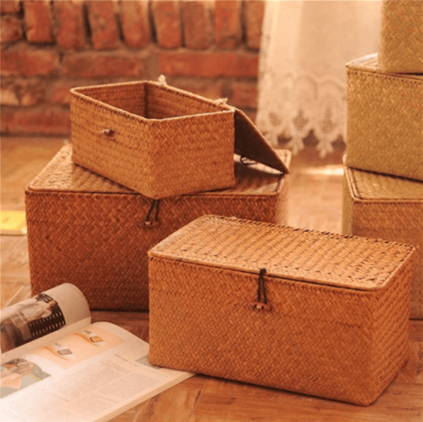 Handmade Straw Woven Organizer