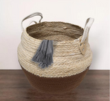 Two Colors  Woven Storage Basket With Handles