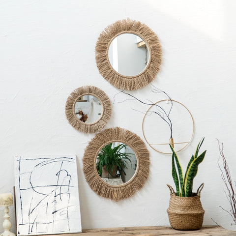 Woven rope mirror