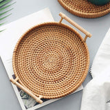 Rattan woven Tray with Handles