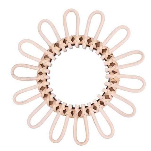 Rattan Round Makeup Mirror