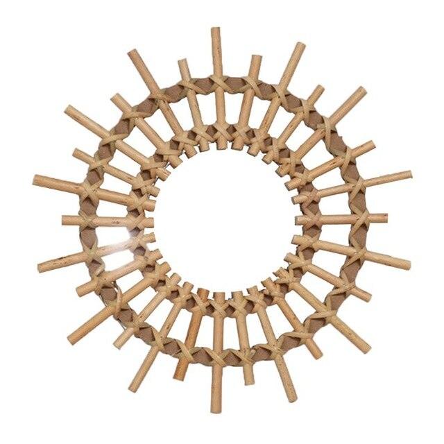 Rattan Round Makeup Mirror