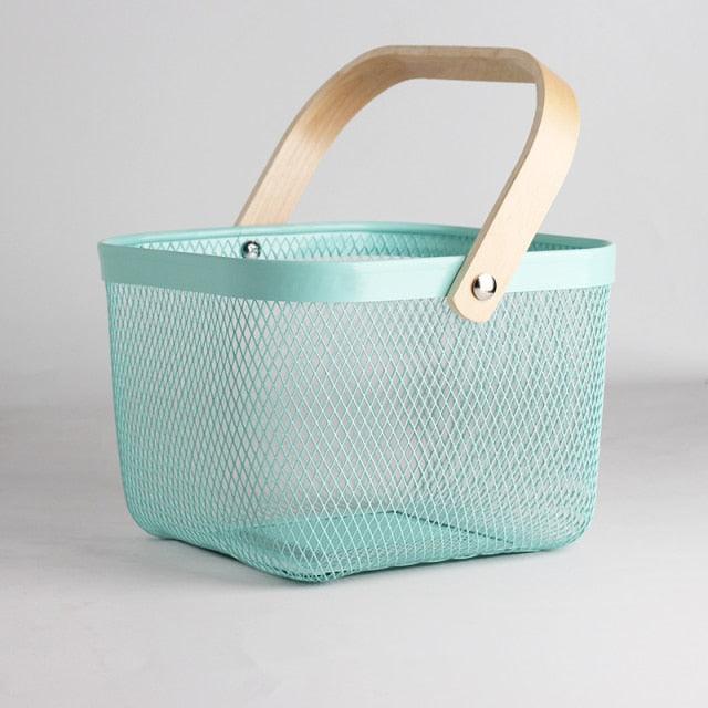 Basket with wooden Handle