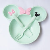 3 Pcs/Set Wheat Straw Baby Mickey Mouse Tableware