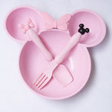 3 Pcs/Set Wheat Straw Baby Mickey Mouse Tableware